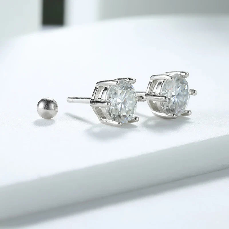 6.5mm Certified Moissanite Stud Earrings for Men Women Created Diamond Studs S925 Rhodium Plated Luxury Quality Jewelry