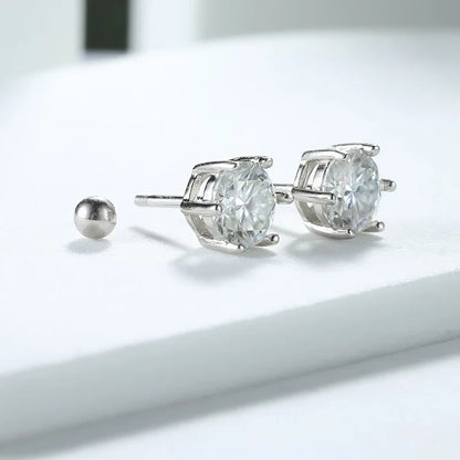 6.5mm Certified Moissanite Stud Earrings for Men Women Created Diamond Studs S925 Rhodium Plated Luxury Quality Jewelry