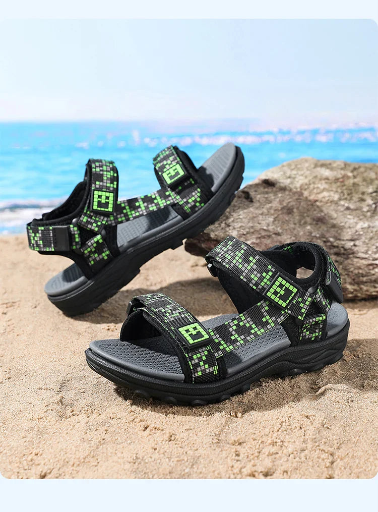 Children Casual Flat Sandals Boys Summer Beach Shoes Breathable Open Toe Non-Slip Kids Walking Footwear