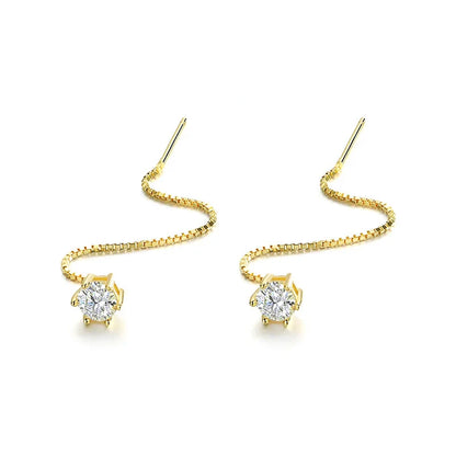 Each 0.5/1CT Tassel Moissanite Drop Earrings for Women 925 Sterling Silver Plated 18k Gold Jewelry Sparkling Earring