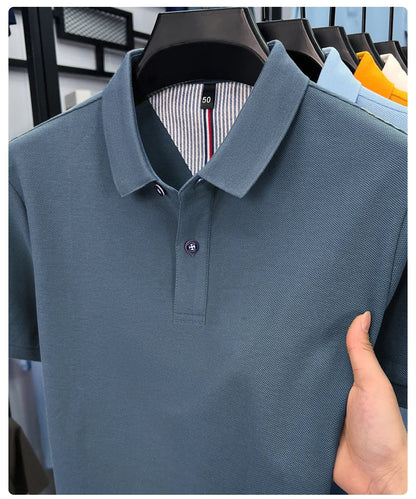 100% cotton short sleeve polo shirt comfortable lightweight high-end brand fashionable simple summer men's casual lapel T-shirt