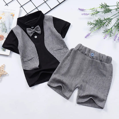 Baby Boys Short Sleeve Shirt + Shorts Suits Summer Birthday Party Clothes Sets 1 2 3 4 Years Kids Cotton Clothing Outfits