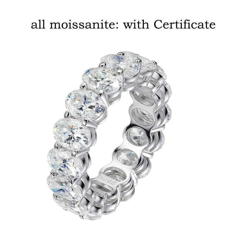 5*7mm Oval Cut Moissanite Ring for Women Full Eternity Bands Lab Diamond Promise Jewelry Pure S925 Silver Female Rings