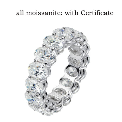 5*7mm Oval Cut Moissanite Ring for Women Full Eternity Bands Lab Diamond Promise Jewelry Pure S925 Silver Female Rings