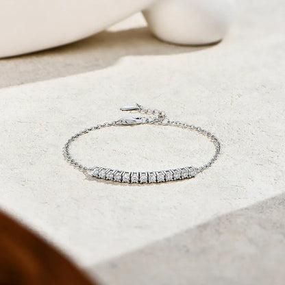 A Row Of Moissanite Tennis Bracelets 925 Sterling Silver Yellow Gold Plated Adjustable Bracelet For Women Charm Jewelry