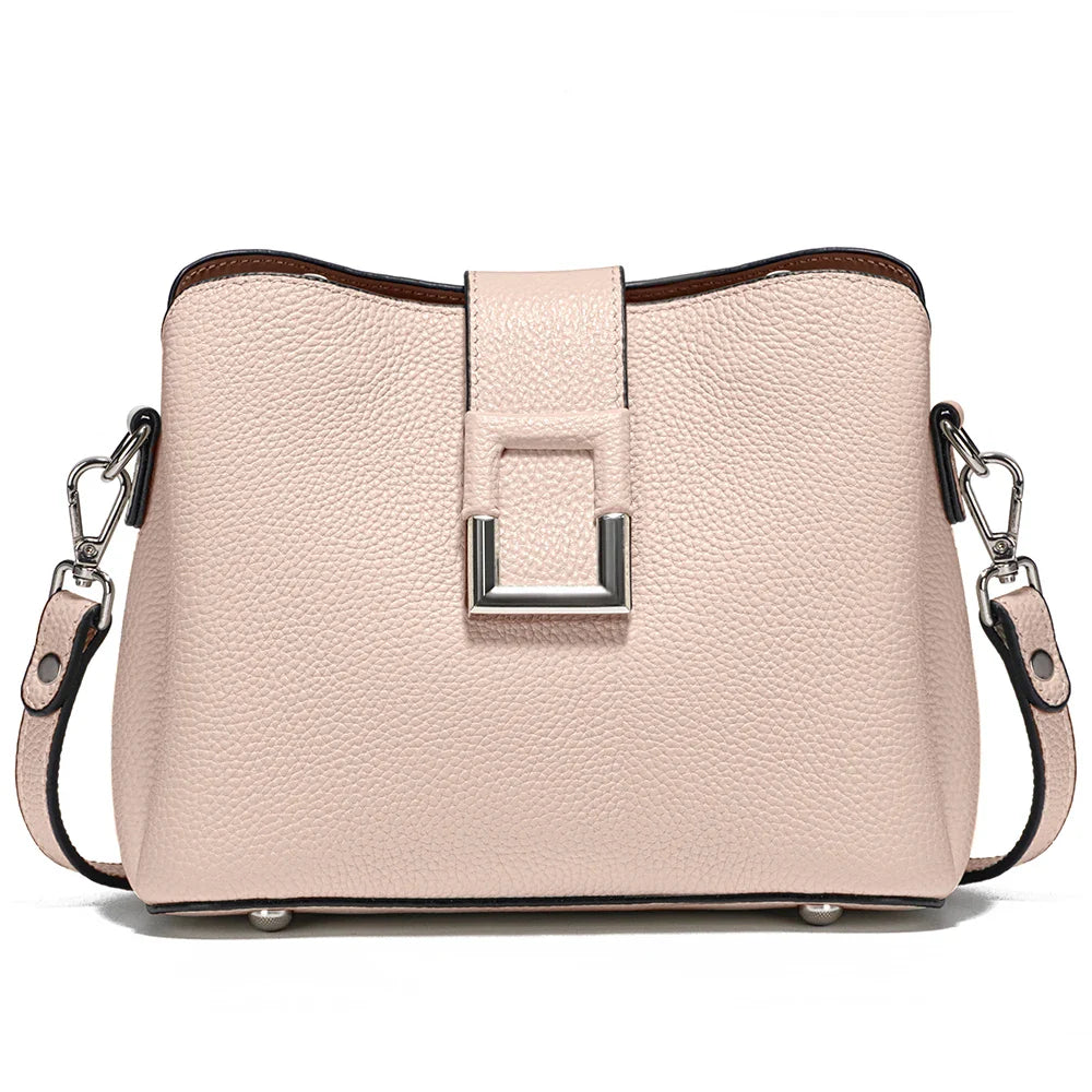 Genuine Leather White Designer Noble Shopper Shoulder Bag Commuter Large Bucket Handbag Women Tote Bucket Cross Body Bag