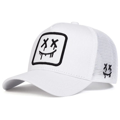 Unisex XX Smiling Face Embroidery Baseball Net Caps Spring and Summer Outdoor Adjustable Casual Hats Sunscreen Hat