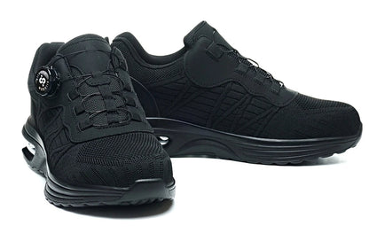 Men's Safety Shoes Steel Toe Anti- Crush Puncture Resistant Kevlar Pure Black Button Air Cushion Lightweight Work Shoes