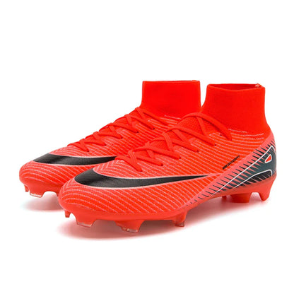 Kids Soccer Cleats for Boys and Girls Youth High-top Football Shoes Outdoor Athletic Turf Soccer Shoes
