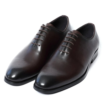 Classic Handmade Mens Dress Shoes Genuine Leather Whole Cut Round Toe Oxford Shoes Business Wedding Formal Suit Shoes Man