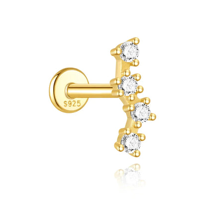 Heart Round Ball Flat Helix Piercing Earring 925 Sterling Silver Ear Studs Geometric Zircon Exquisite Trinket Studs Aretes