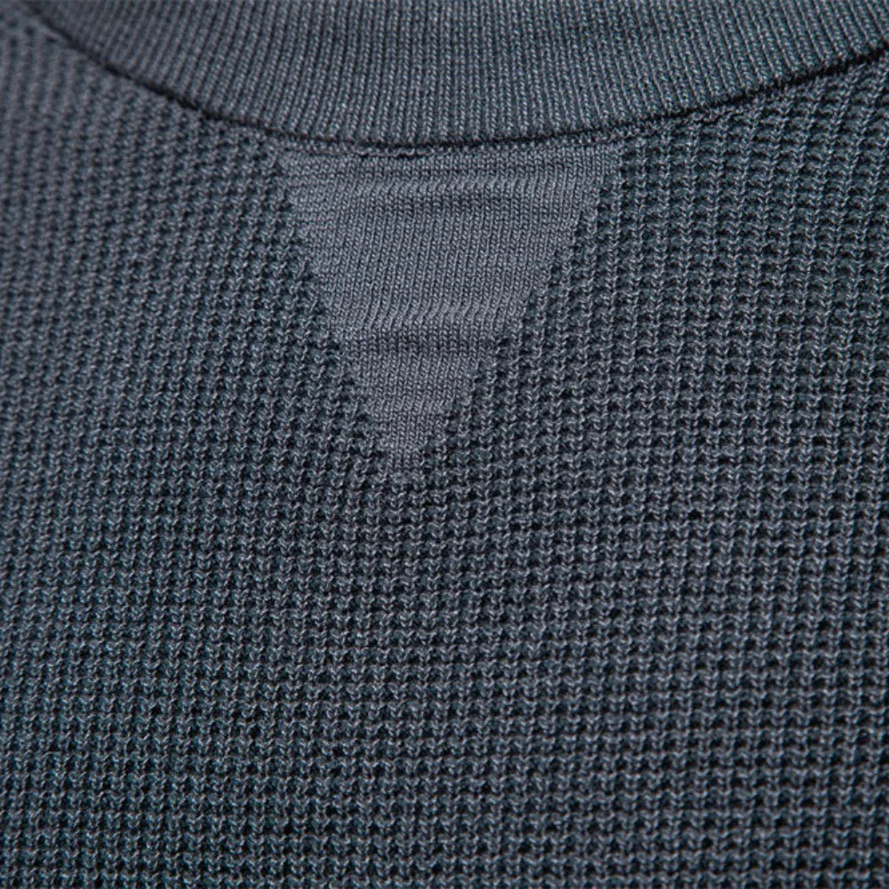 Raglan Sleeve Polo Shirt Men Henley Collar Solid Color Long Sleeve Heavyweight Cotton Business Casual Autumn Winter