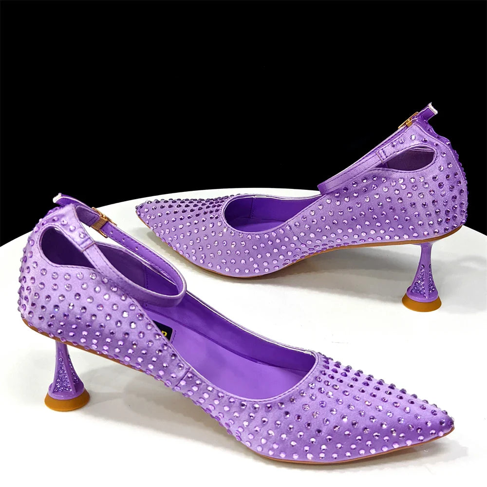Women's Heels and Bag Set – Elegant Rhinestone Designer Shoes for Weddings & Special Occasions