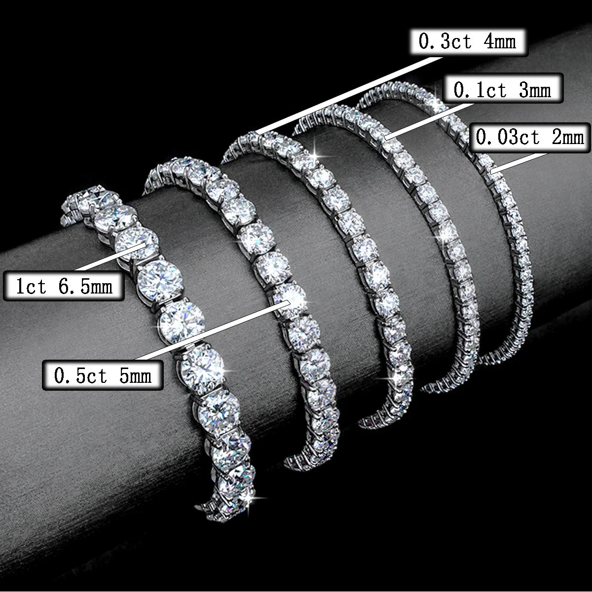 ‌Genuine S925 Sterling Silver 0.03ct (2mm) Moissanite Tennis Bracelet for Women, Sparkling Luxury for Formal & Daily Occasions