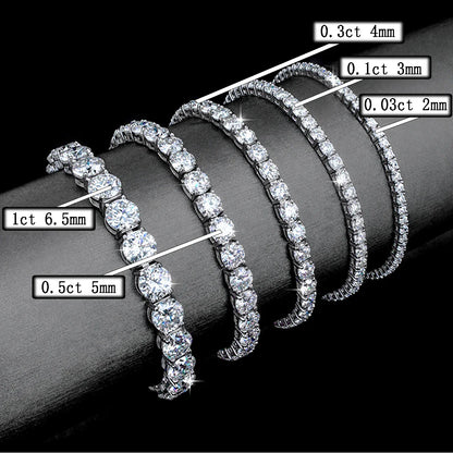 ‌Genuine S925 Sterling Silver 0.03ct (2mm) Moissanite Tennis Bracelet for Women, Sparkling Luxury for Formal & Daily Occasions