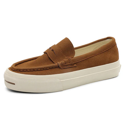 Men's Vulcanized Shoes: Niche, Light Luxury, Solid Color, Retro Style, Flat Heel, Split-on, Lazy Soft-soled Casual Walking Shoes
