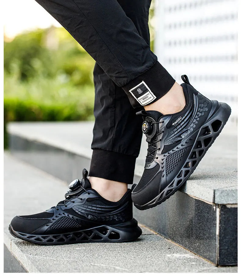 Men's Summer Mesh Labor Protection Shoes Anti-Smashing Wear-Resistant Outdoor Construction Site Protection Work Shoes Anti-Pierc