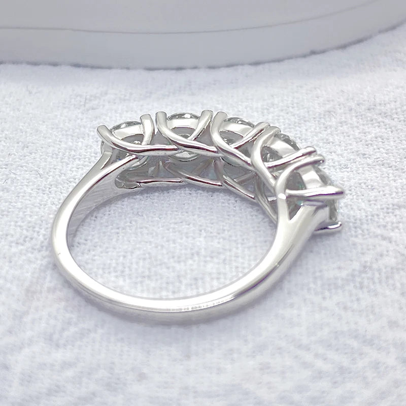 5mm 6.5mm Full Moissanite Ring for Women S925 Sterling Silver Eternity Sparkling Diamond Band Wedding Rings Jewelry