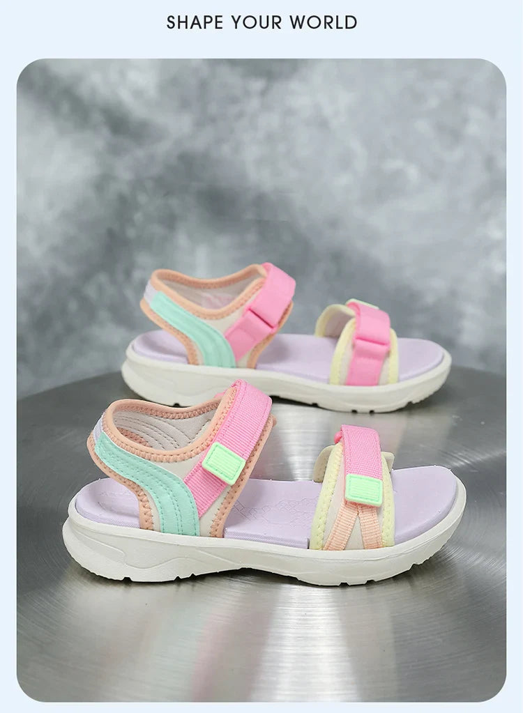 Children Casual Flat Sandals For Girls Summer Beach Shoes Breathable Open Toe Non-Slip Outdoor Kids Walking Sandials