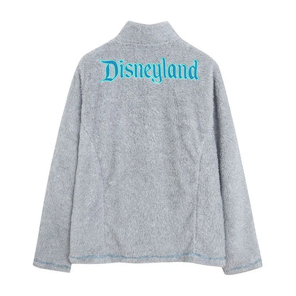 Fleece Zip Up Sweatshirt Women Casual Stand Collar Tops Jacket Embroidery Jumper Femme Streetwear