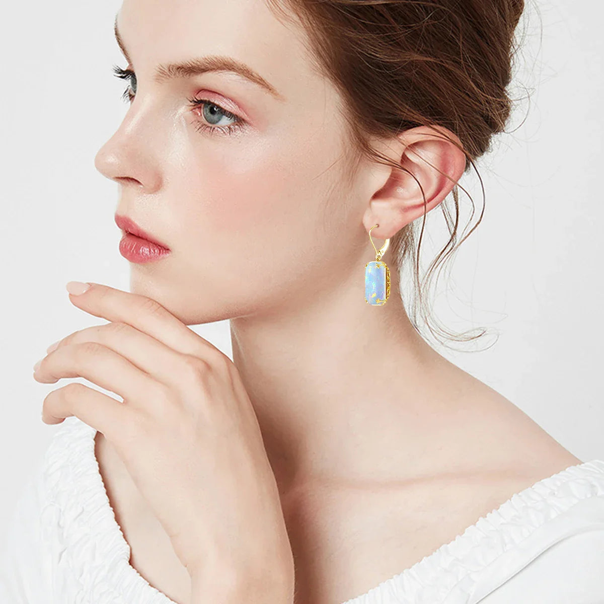 Vintage Ruby Drop Earrings 18K Gold Plated Women Luxury Hanging 925 Sterling Silver Hoop Earrings Engagement Fine Jewelry Gift
