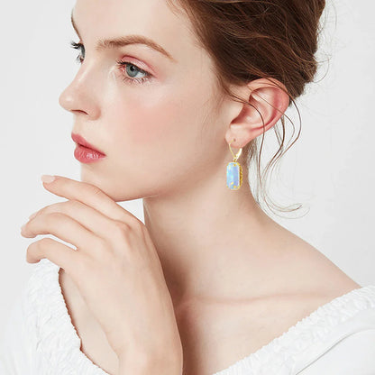 Vintage Ruby Drop Earrings 18K Gold Plated Women Luxury Hanging 925 Sterling Silver Hoop Earrings Engagement Fine Jewelry Gift