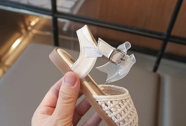 Kids Girls Shoes Children's Woven Sandals New Summer Popular Roman Shoes Children's Soft-soled Princess Shoes