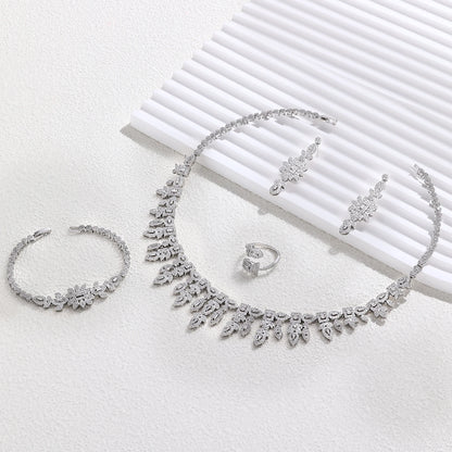 2023 New 4-piece Bride Wedding Jewelry Set Women's Necklace Set Jewelry Elegant Women's Necklace Oxidized Jewelry