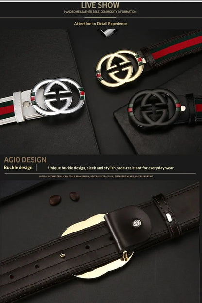 2026 New Unisex Red Green Stripe Belt 3.8cm - Durable Canvas Designer Waistband with Metal Logo, Trendy & Wear- Resistan