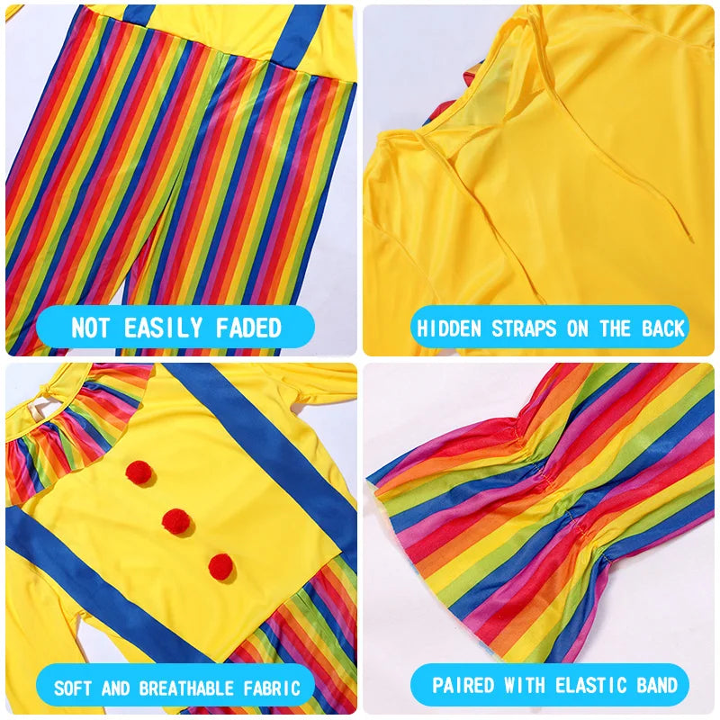 2025 New adult Circus Clown Cosplay Costumes Stage Performance Halloween Clown Role Play  Supply for Birthday Carnival