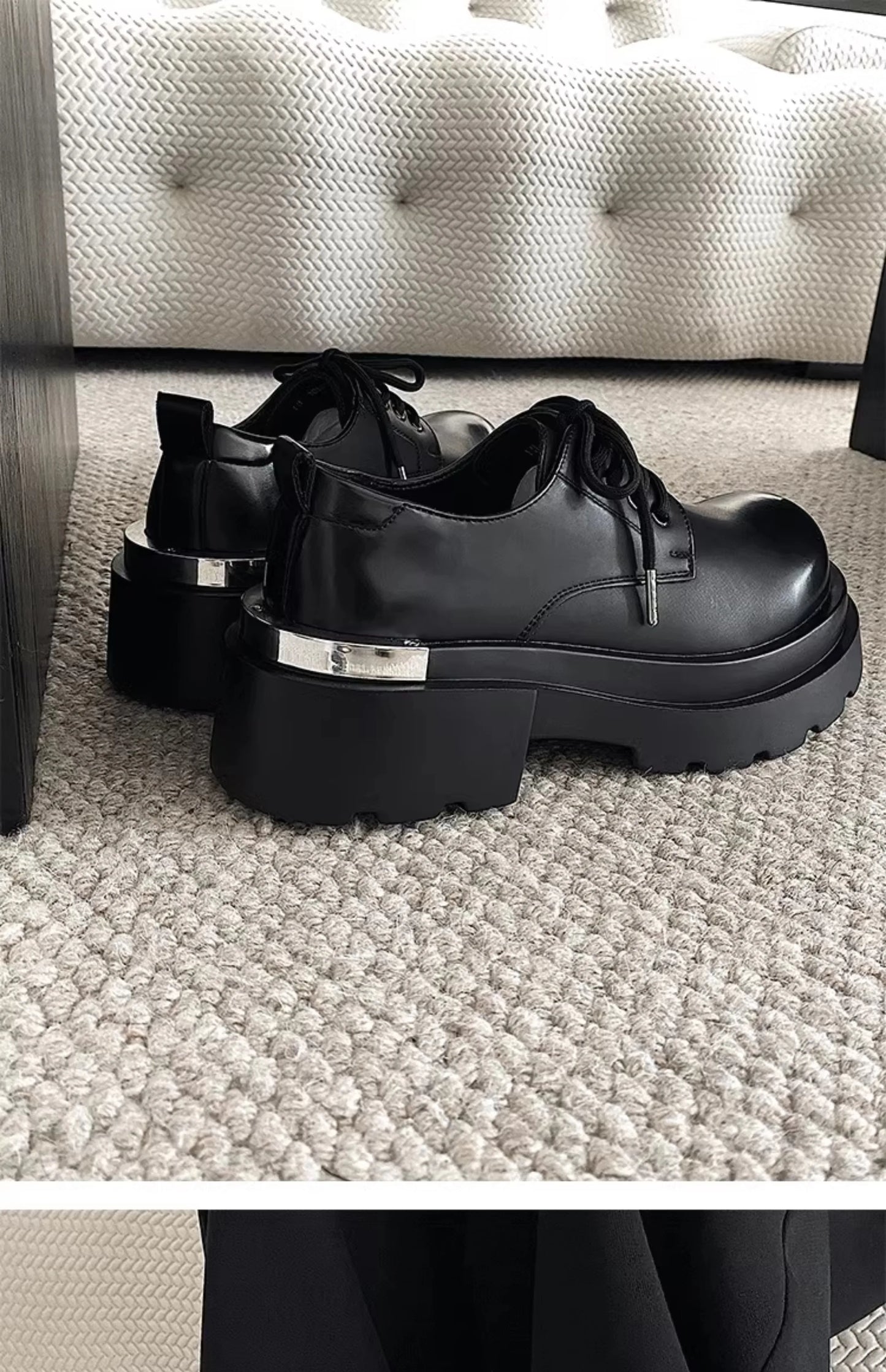 Original niche polished formal leather shoes new high-end feel thick sole with 7CM height increase big head casual shoes