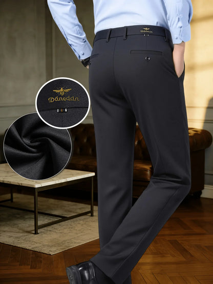 Men's Business Casual Suit Pants Stretch Straight Leg Black Lightweight Breathable Formal Office Work Trousers All Seasons