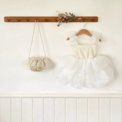 Summer White Bow Strap Princess Party Layered Dress Baby Clothes For Kids Birthday Skirt Toddler Girls Baptism Elegant Dress