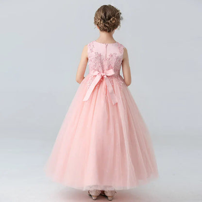 Kids Dresses For Girls Lace Dress Gown Princess Clothes Children Formal Evening Party Flower Girls Wedding Vestidois