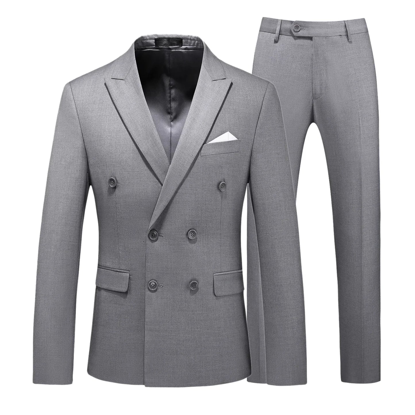 2 Pieces Double Breasted Formal Men Suits Slim FitGroom Tuxedos for Wedding Peaked Lapel Custom Male Blazer Prom Daily Wear