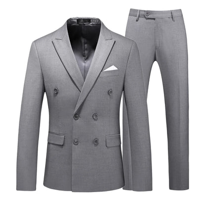 2 Pieces Double Breasted Formal Men Suits Slim FitGroom Tuxedos for Wedding Peaked Lapel Custom Male Blazer Prom Daily Wear