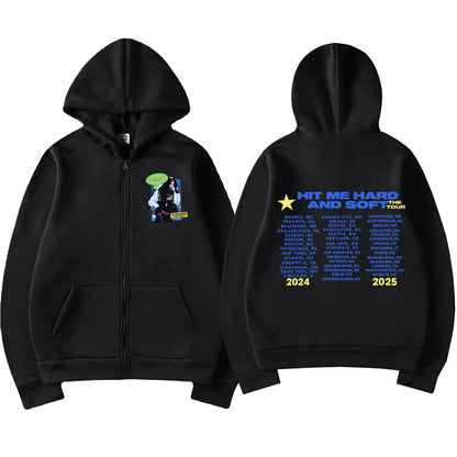 Hit Me Hard and Soft 2025 Tour Zipper Hoodies Fans Gift Men Women Clothing Pullovers Fashion Hip Hop Zip Up Sweatshirts Jackets