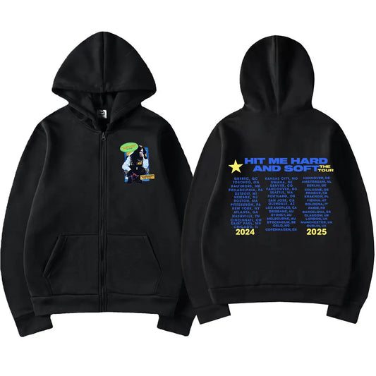 Hit Me Hard and Soft 2025 Tour Zipper Hoodies Fans Gift Men Women Clothing Pullovers Fashion Hip Hop Zip Up Sweatshirts Jackets