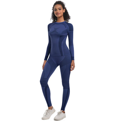Women Skiwear Set Yoga Set Skiing Underwear Fitness Workout Thermal Gym Ski Snowboarding Running Yoga Exercise Suit Long Johns