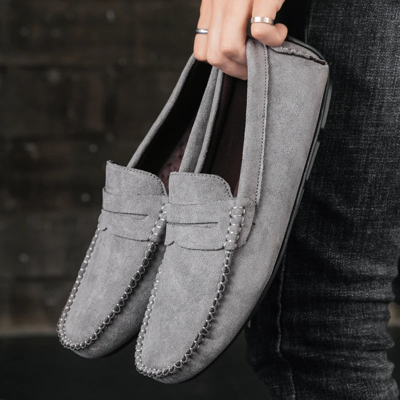 Sapatos Masculinos Casuais de Camurça, Respiráveis, de Couro, Loafers Masculinos, Slip-on, Sapatos de Dirigir Masculinos, Marca de Luxo, Sapatos Náuticos Confortáveis