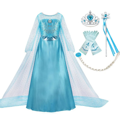 Anna Elsa Costume Children Princess Dress for Girls Kids Cosplay Snow White Christmas Carnival Party Disguise Outfit