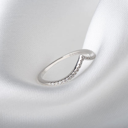 Moissanite D Color Round Cut 925 Sterling Silver V Shape Stackable Wedding Ring for Woman Diamond Jewelry