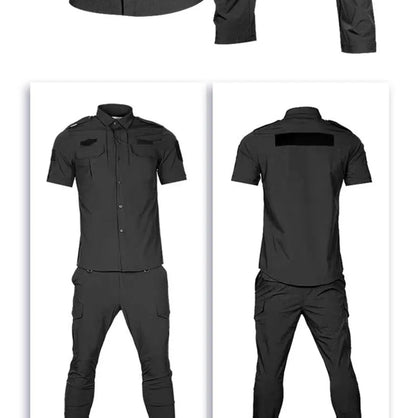 Quick Drying Workwear Suit Men Combat Elastic Tactical Training Set Multi Pocket Man Security Staff Uniform Cargo 2pcs Suits