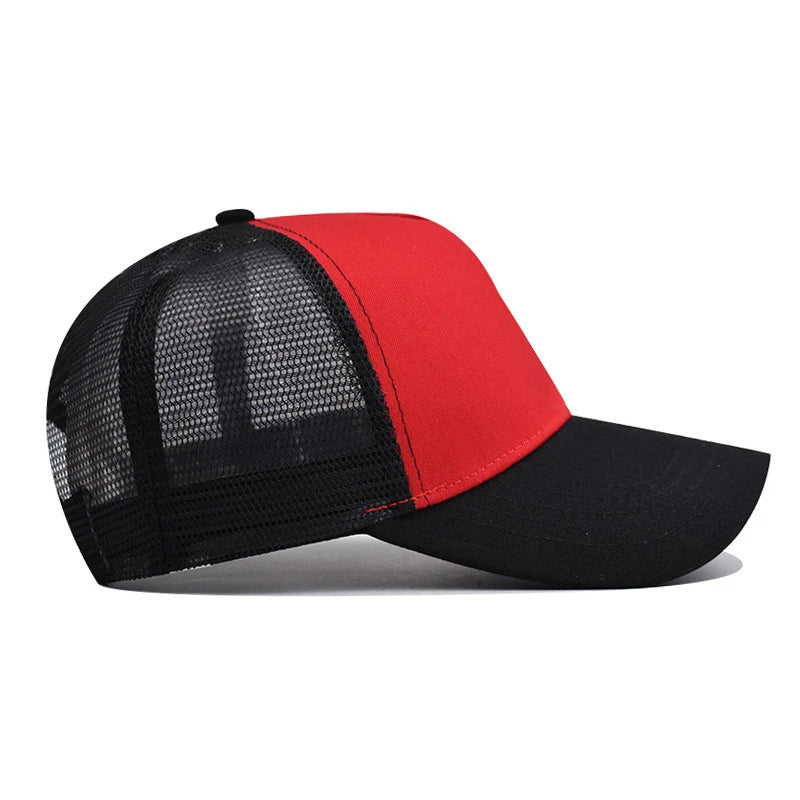 Custom Trucker Hat Logo Cotton Mesh Breathable Baseball Cap Women Men Summer Sunshade Mesh Cap 5 Panels Truck Hat Cap Wholesale