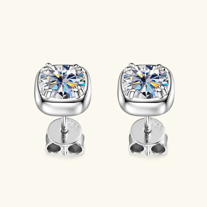 1CT 6.5mm D Color Moissanite Stud Earrings for Women Men 925 Silver Plated 18k Party GRA Certified Wedding Ear Studs Gift