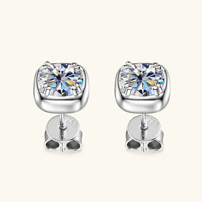 1CT 6.5mm D Color Moissanite Stud Earrings for Women Men 925 Silver Plated 18k Party GRA Certified Wedding Ear Studs Gift