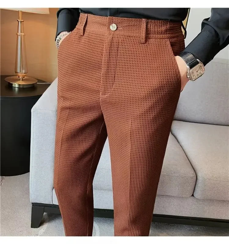 Spring Summer Men's Smart Casual Suit Pants Fashion Slim Fit Solid Color Youthful Vitality Suit Trousers Men Korean Dress Pants