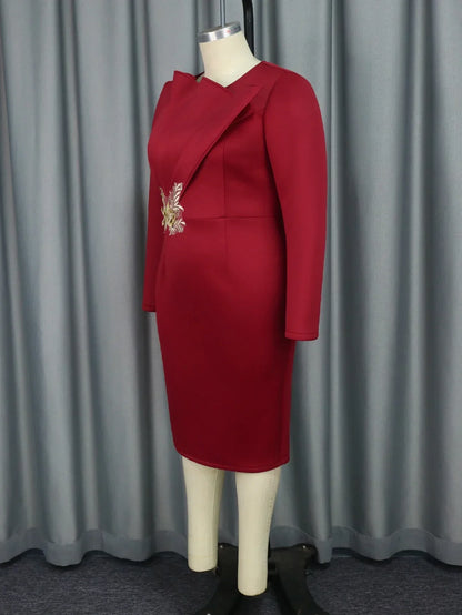 Elegant Church Dresses for Women Party Bodycon Long Sleeves with Lace Appliques Sheath Classy Occasion Africa Wedding Guest