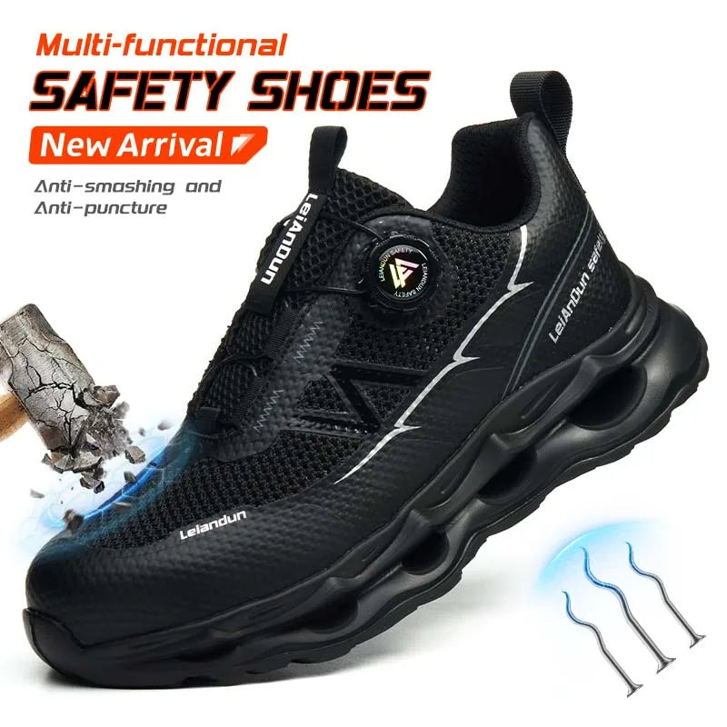 Rotary Button Design for Professional Use Men's Safety Work Shoes Anti-Impact Anti-Piercing Fashionable Sports Style