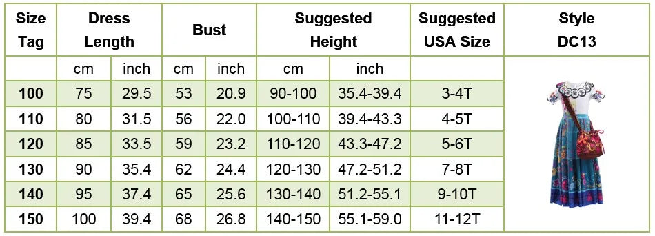 Children Princess Dress Kids Flower Madrigal Cosplay Costume Girls Mirabel Christmas Halloween Clothes Summer Outfit 2-10 Years